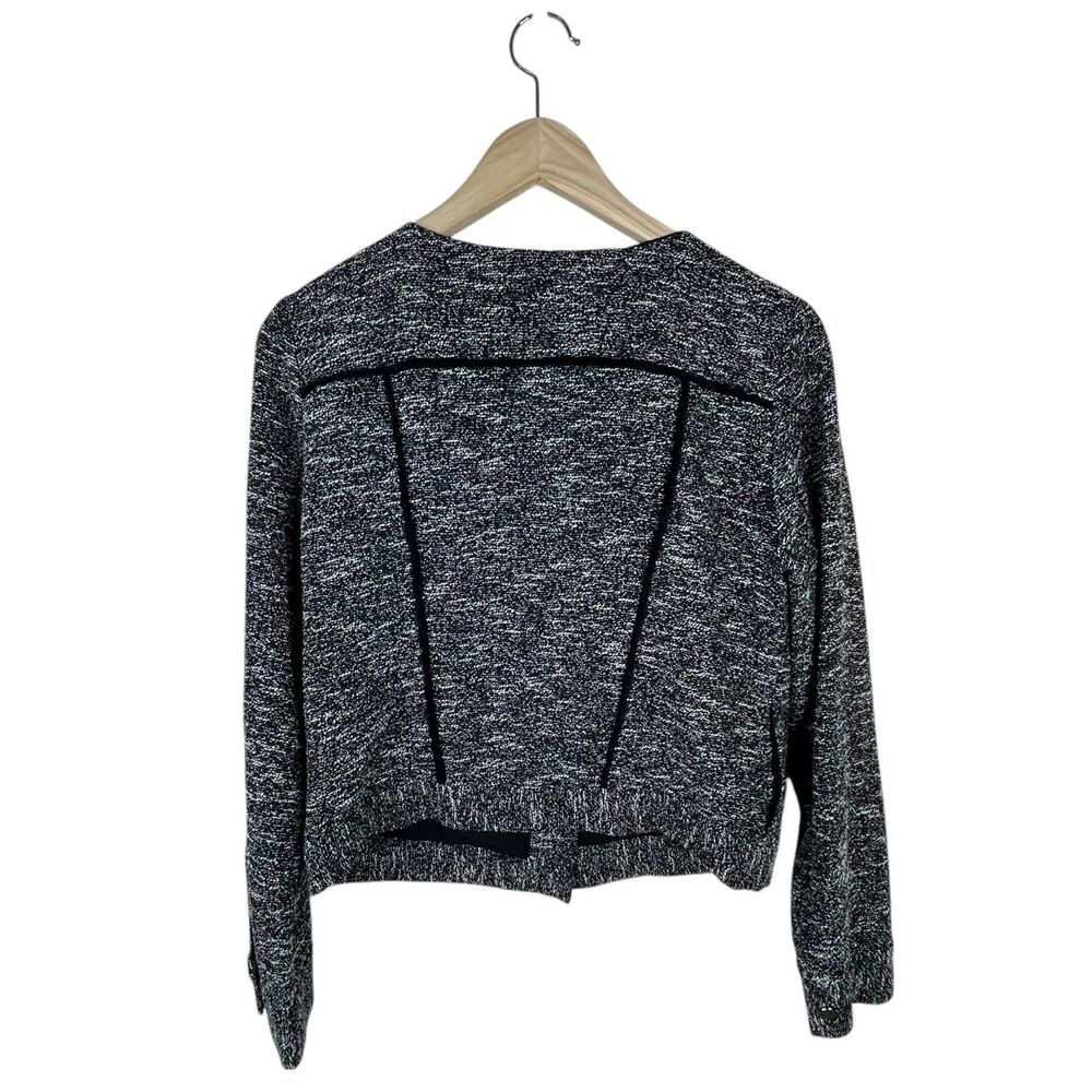 Slate & Willow Tweed Blazer Jacket Sz M Black Space-Dyed Contrast Pipe Trim - Picture 3 of 14